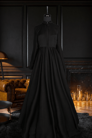 Black French chiffon dress - Muslima Wear Official online shopping website