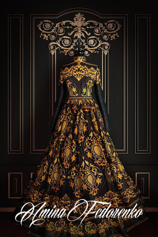 Goldenes Orchideenkleid