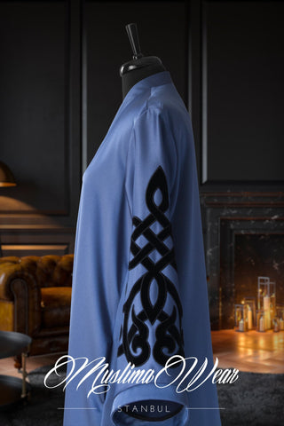 Muslima Silver Blue Abaya - Muslima Wear