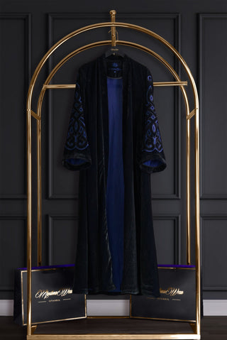 Muslima Violet Blue Velvet Abaya - Muslima Wear