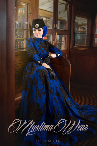 Pfingstrosenblaues Chiffonkleid