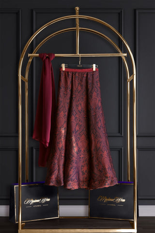 Persia Ruby Red Silky Chiffon Skirt - Muslima Wear