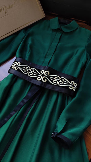 Shadow Green French chiffon dress - Muslima Wear Official online shopping website