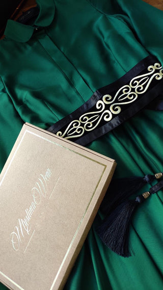 Shadow Green French chiffon dress - Muslima Wear Official online shopping website